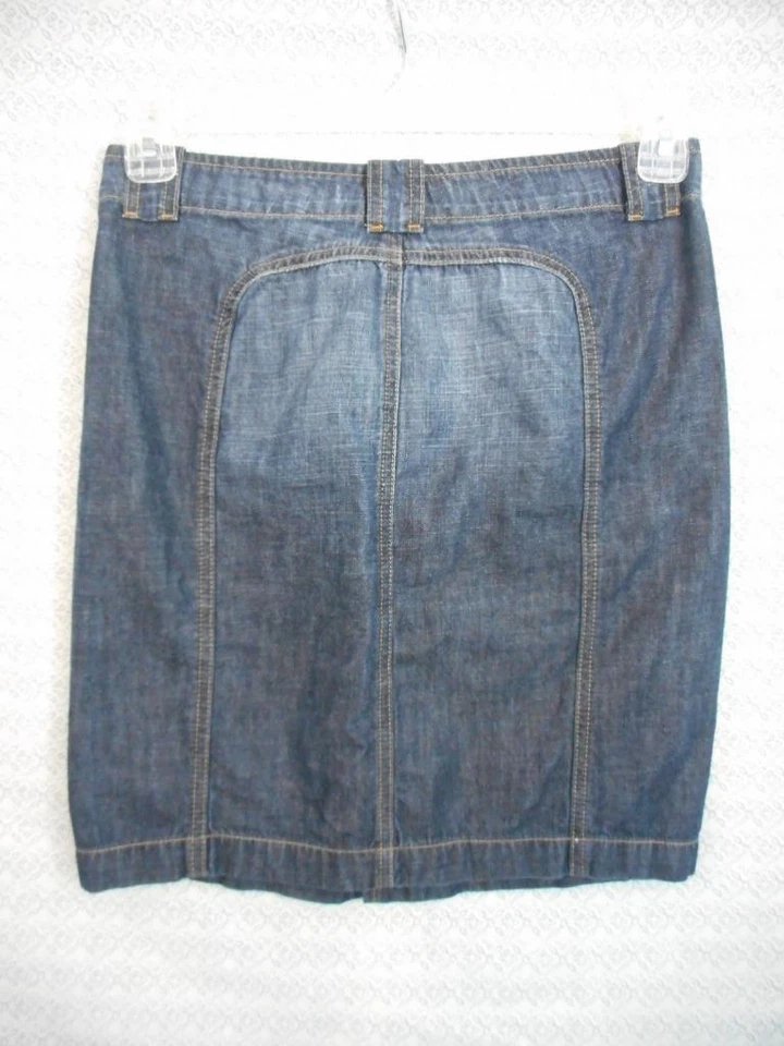 LONDON 4 Blue/Black Denim Skirt 28 x 18 Straight 2 Pocket Light Front slit i20 - Image 4 of 4