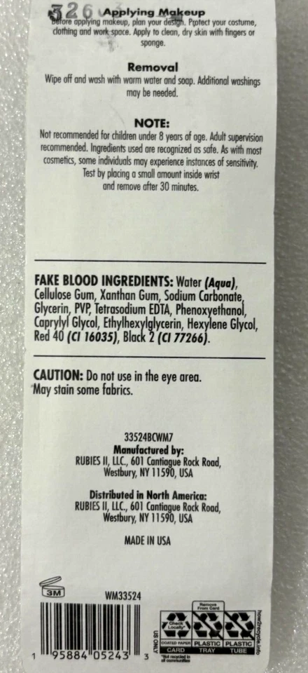 红宝石“僵尸血”1 盎司万圣节管或 CosPlay 化妆 - 全新 2 件装 — 第 3/3 张图片