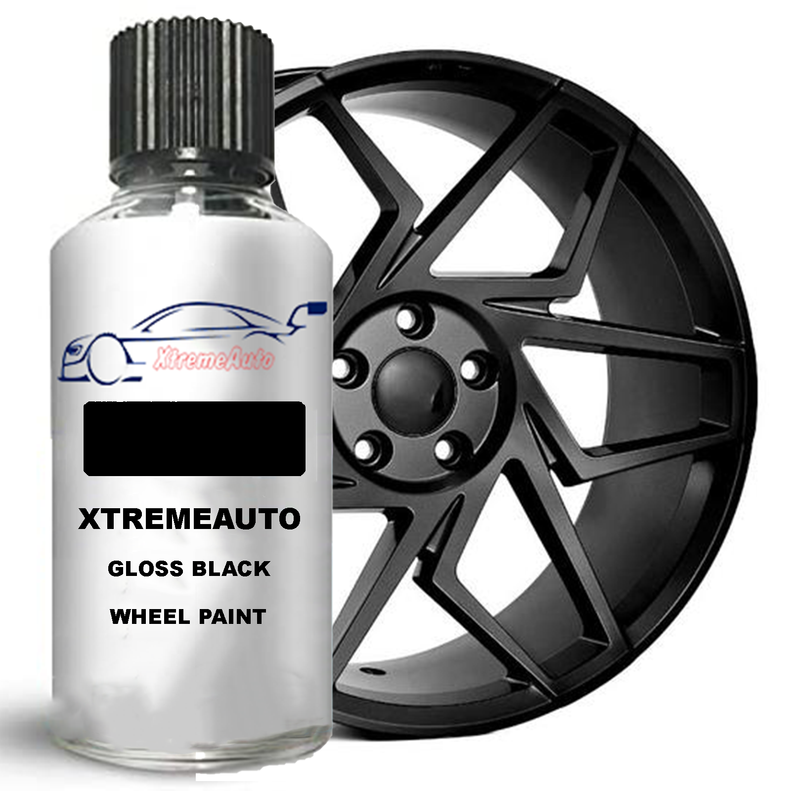 GLOSS BLACK ALLOY WHEEL TOUCH UP KIT REPAIR KIT PAINT WITH BRUSH
