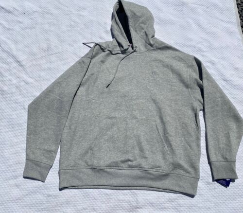CHAMPION Power Blend Fleece Sweatshirt Hoodie Men's XXL Gray Pullover 2XL $45