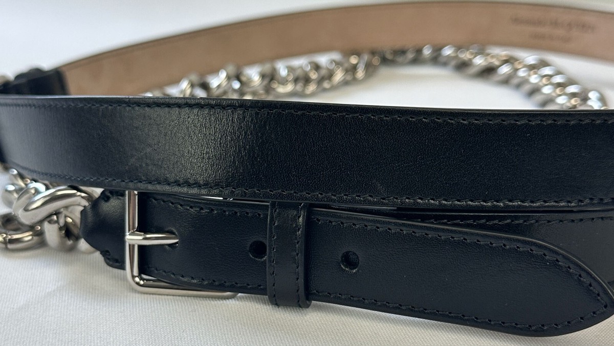 Alexander Mcqueen Leather Chain Wrap Belt NEW ALEXANDER MCQUEEN Leather Silver Chunky Metal Chain Wrap  main image 3