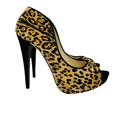 Classiques Entier Womens Heels Size 9 M Leather Calf Hair Leopard Print Stiletto