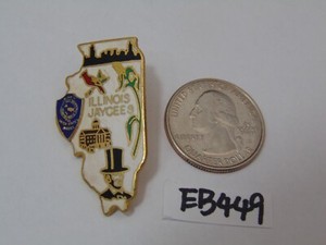 Vintage Jaycees Enameled Lapel Pin 1970's Illinois Land of Lincoln Chicago