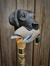 Wooden walking stick hand carved Dog bird handmade wooden walking cane