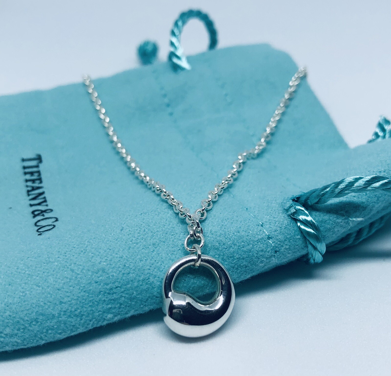 Tiffany &amp; Co. Peretti Silver 7 1/4" Eternal Circle Charm Bracelet POUCH eBay