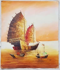 No.: 1206 abstract oil painting painting oil painting seafaring sea ships