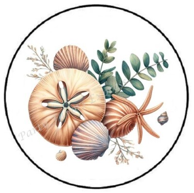 SAND DOLLAR SEASHELLS ENVELOPE SEALS LABELS STICKERS PARTY FAVORS