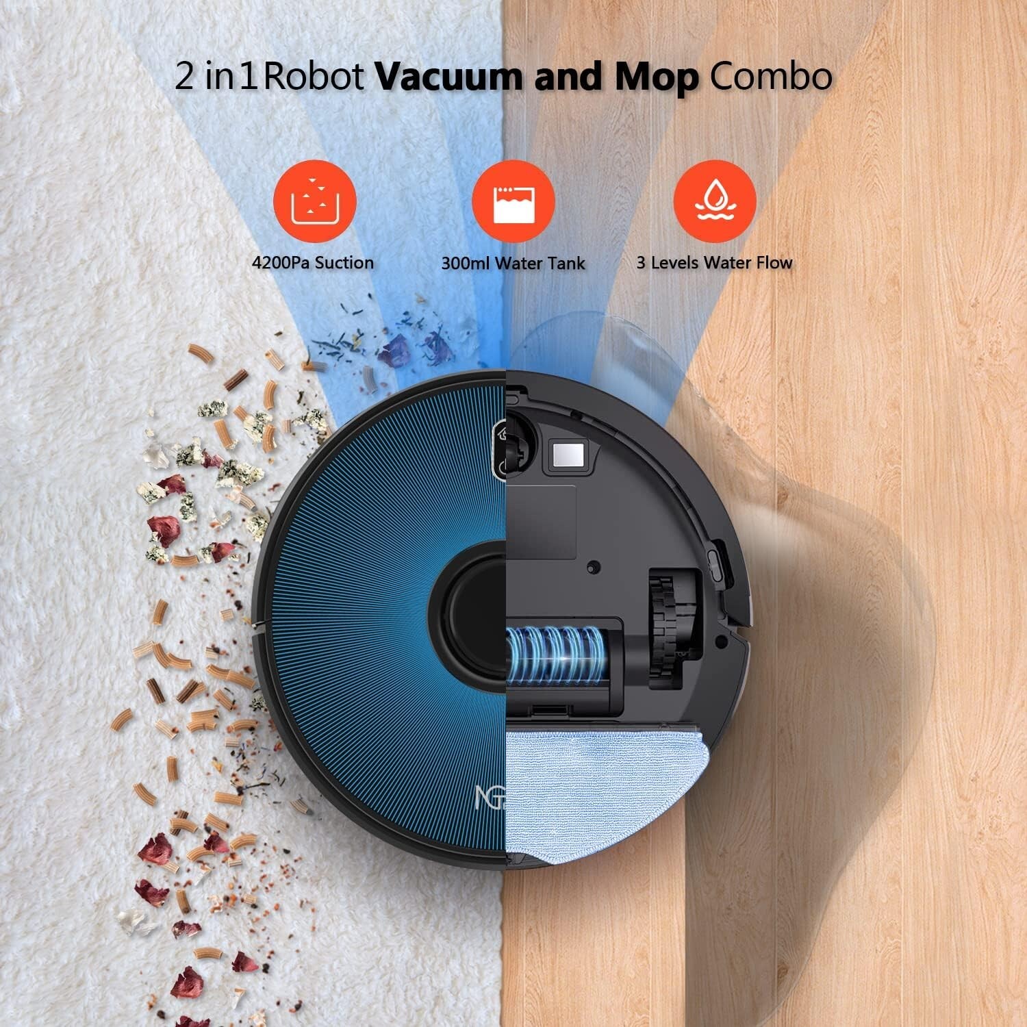 Robot Vacuum Cleaner NGTeco RV2100 2-in-1 Vacuum and Automatic Mop Combo-image
