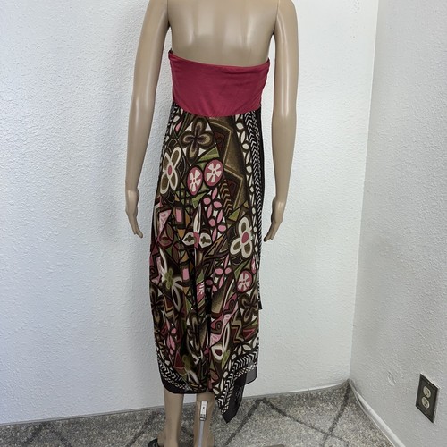 VTG Y2K Nicole Miller floral handkerchief slip maxi dress strapless Silk Charmed - Picture 10 of 16