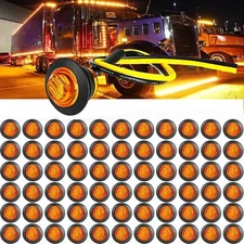 100x 3/4"Round Truck Trailer Side Marker lights Amber LED Clearance Bullet Light