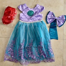 Little Mermaid Ariel Costume Dress w/ Red Hair Wig - Toddler Size 5T - NEW