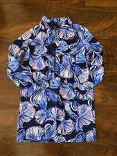 Lilly Pulitzer Girl XL 12-14 In Reel Life MINI SKIPPER POPOVER DRESS Half Zip