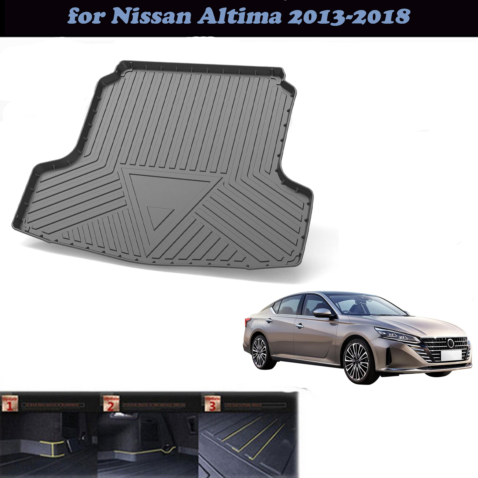 2013-2018 Nissan Altima Rear Trunk Tray Liners TPO Floor Mat Boot Protector  