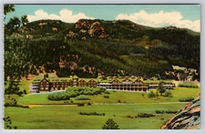 c1960s Estes Park Chalets Rocky Mountain Park Colorado Vintage Linen Postcard