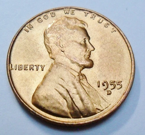 1955 D Lincoln Wheat Cent / Penny *BU / MS RED - MINT STATE RED* *FREE SHIPPING*