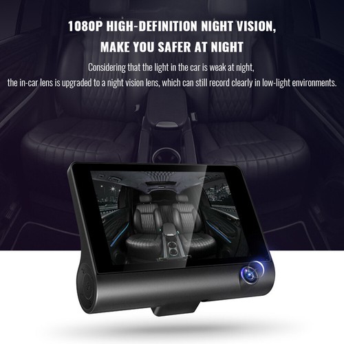 Cámara De Seguridad Dash Cam 4 pulgadas 3 lentes Para Carro Delantero/Trasero/Interior - Imagen 13 de 24