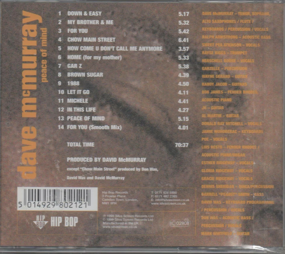 Dave Mc Murray Peace Of Mind CD NEU Down & Easy My Brother & Me For You - Bild 2 von 2