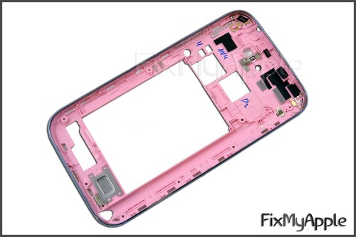 Samsung Galaxy Note 2 N7100 Pink Back Bezel Rear Mid Housing Silver Frame Lens - 第 3/4 張圖片