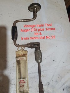 Vintage Irwin Tools Auger (13) plus 1 extra bit &Irwin micro dial No.22