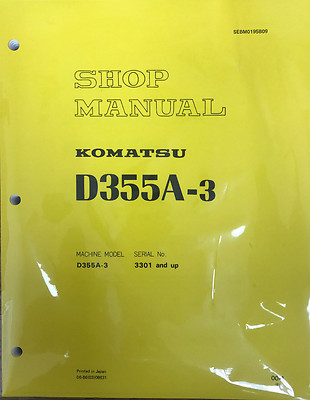 Komatsu D355A-3 Shop, Repair, Service, Manual - Bulldozer - Crawler - Bull Dozer