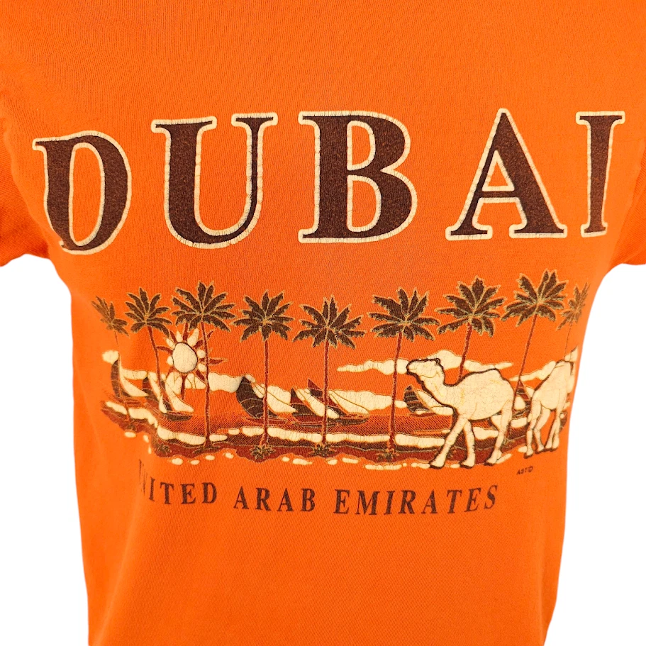 Camiseta De Colección Dubai Para Hombre Talla Pequeña Naranja Y2K Emiratos Árabes Unidos Vela Foto 3 de 4