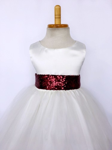 Ivory Tulle Sequence Rose Petal Dress Easter Birthday Spring Summer Satin #24 - Picture 24 of 56