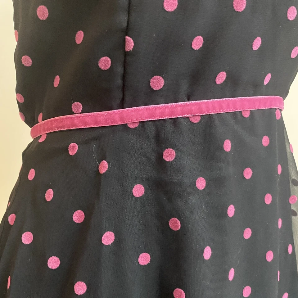 Vestido de Fiesta La Belle Vintage Negro Sin Espalda Midi Halter Rosa Lunares Juniors 5 Foto 4 de 4