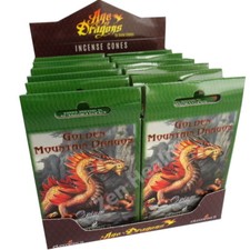 Image of Pack of 12 Golden Mountain Dragon Incense Cones by Anne Stokes (180 cones)