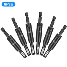 6PCS Self Centering Door Lock Hinge Drill Bit Pilot Hole Tool 1/4'' Hex Shank