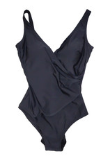  178 GOTTEX 12 Swimsuit One-Piece Black V-Neck Side Ruched
