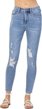 Judy Blue Womens High Waist Destroyed Tummy Control Skinny Jeans
