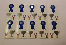 Mrs Grossman's Lot 5 Strips Best Ribbon 1st Place Cup 1998 Stickers RARE HTF 