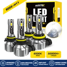 AUXITO Combo 4 9005 + H11 LED Headlight Kit Bulbs High Low Beam White 80000LM