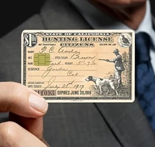 Vintage Hunter Hunting License Permit Credit Card Sticker Decal Skin Cover Lotx2