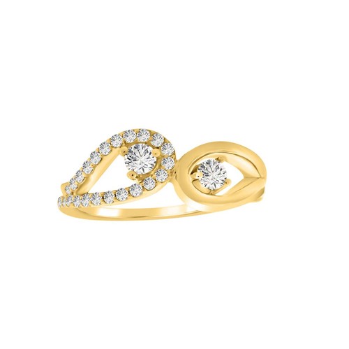 0.5 Carat Two-Stone Natural White Diamond Engagement Ring in 10K Gold - Picture 6 of 29