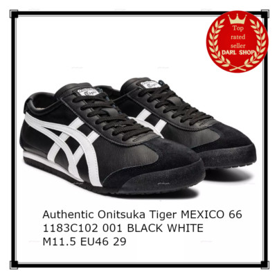 Authentic Onitsuka Tiger MEXICO 66 1183C102 001 BLACK WHITE M11.5