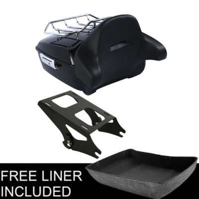 King Trunk Backrest Pad Mount Rack Fit For Harley Touring Electra Glide 14-Up
