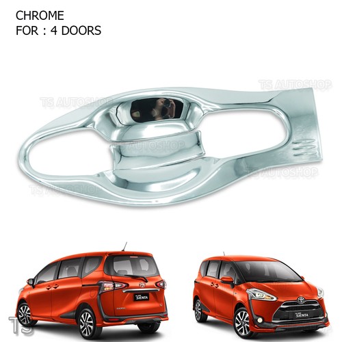 Door Handle Bowl Insert Cover Chrome V2 Fits Toyota Sienta Xp170 2017 - 2018 - Picture 3 of 5