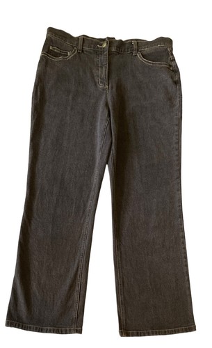 YARRA TRAIL Petites Wmn Jeans Sz 12 W33 L29 Straight Leg Stretch Charcoal Brown - Afbeelding 1 van 12