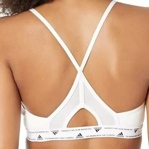adidas Women's Powerreact Training Light Support Sports Bra WHITE Size LDD - Picture 2 of 3