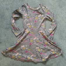 The Children  s Place Long Sleeve Lipstick Print Gray Dress Swing Suze M EUC