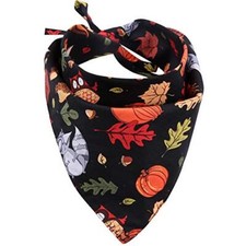 Thanksgiving Dog Bandana Reversible Triangle Bibs Scarf Accessories Large black