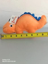 Zanies Squeaky Toy Dino Dog Stego Orange