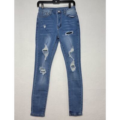 Ripped Skinny Jeans Size 26x29 Stretchy Denim Pants Casual