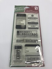 New Inkadinkado Clear Acrylic stamp sets - 7pc Christmas Tag Wishes NIP