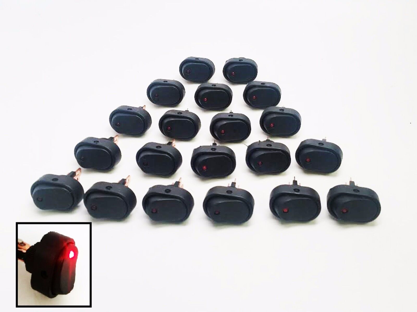 Pactrade Marine 20pcs Red LED Light On-Off Rocker Switch For Auto Car Boat RV Klasyczna popularność, zysk
