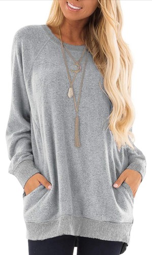 Womens Casual Color Block Long Sleeve Round Neck Size M - Picture 7 of 7