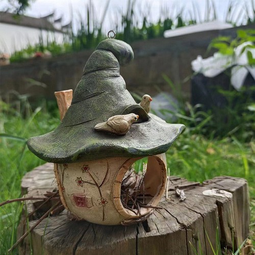 Cartoon Hanging Birdhouse Cozy Nest Resin Garden Outdoor Tree Patio Decor AU - Picture 5 of 16