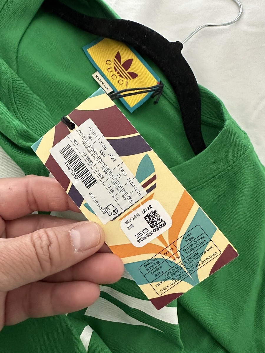 Gucci x Adidas Oversized Green Cotton Jersey T-Shirt Men's Gucci x Adidas Oversized Green Cotton Jersey T-Shirt Men's