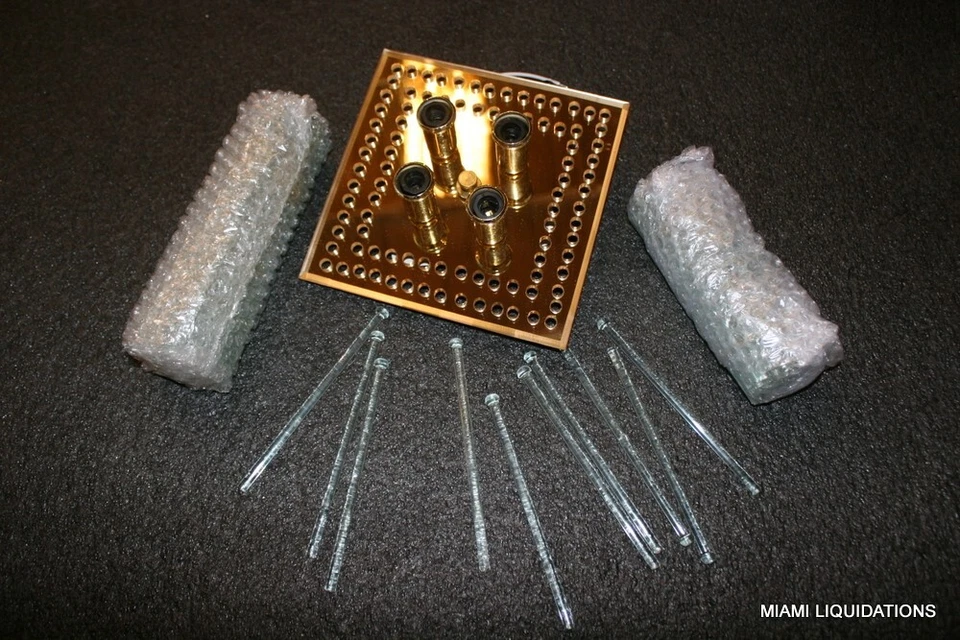 Lámpara de araña moderna Mid-Century Triarch International 1414BR vidrio de latón Foto 4 de 4